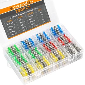 280PCS Solder Seal Wire Connectors,26-10 Gauge Heat Shrink Butt Connectors Kit,Waterproof & Weatherproof Solder Butt Splice,Automotive Marine Electrical Terminals(5 Sizes)