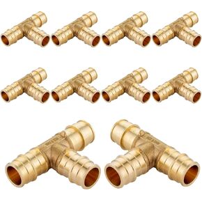 (5-Pack) Seelink PEX-A Expansion Fittings, 3/4" x 1/2" x 1/2" PEX-A Tee, Brass Expansion Pipe Fittings, for PEX Tubing Pipe Hose Fittings, ASTM F1960