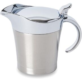 16Oz Stainless Steel Gravy Boat - Double Insulated with Hinged Lid