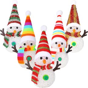 Honoson 5 Pieces 7 Colors Changing Glowing Snowmen Light Christmas Snowman Light Changing LED Night Light Table Decoration with Colorful Hats and Scarves for Home Christmas Party Decoration in Saudi Arabia