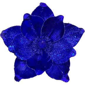 10 Pcs Large Christmas Flowers, Glitter Christmas Flowers 10in Green Artificial Magnolia Flower Ornaments Fold Floral for Christmas Tree Decorations Xmas Tree New Year Party Wedding Centerpiece