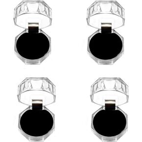 UPSTORE 4Pcs Acrylic Ring Box ingle Ring Display Jewelry Box Clear Rings Organizer Case Earrings Studs Jewelry Storage Boxes for Wedding Proposal Valentines Day