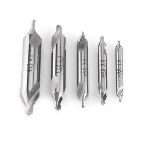 KUIDAMOS Center Drill Set, Center Drill Bits, Combined Drill, Countersink Lathe Mill Tool Set, HSS 60 Dgree 1.5 2 2.5 3 4mm for Lathe Machines and Remove Chips