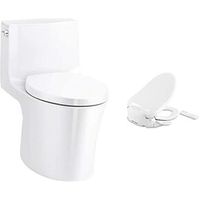 KOHLER Veil One-Piece Skirted Toilet, Dual Flush, Elongated Bowl, Skirted Trapway, White, Slow Close Seat, Seat Included, K-1381-0