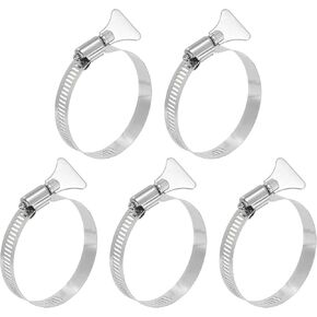 uxcell 5Pcs Stainless Steel Hose Clamps Worm Gear Hose Clamp, 40-63mm (1-5/8"to 2-1/2") Adjustable Thumb Screw Key Type Clamps Fuel Line Clamps 12mm Bandwidth for Plumbing, Automotive