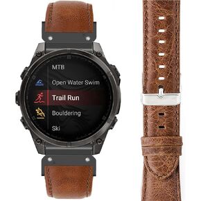 Compatible with Garmin Fenix 8 bands, Lamshaw 26mm, 22mm, 20mm Leather Silicone Breathable Replacement Smartwatch Strap Wristband Compatible with Fenix 8 43mm, 47mm, 51mm, Fenix 8 Series, Fenix 7