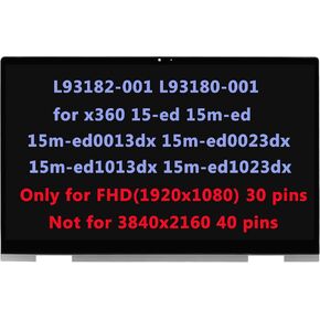 L93183-001 L93181-001 LCD Replacement for HP Envy x360 m Convertible 15-ee 15m-ee 15m-ee0013dx 15m-ee0023dx 15m-ee0xxx 15m-ee0000 LCD Touch Screen Digitizer Assembly Bezel with Board (1920x1080 -IPS)