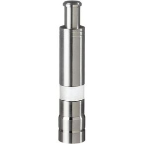 Fletchers' Mill Stainless-Steel Pump and Grind Salt or Pepper Mill, Modern Thumb Button Grinder, One-Handed Operation