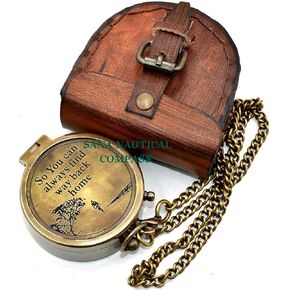 Generic Nautical Chain Compass Brass Locket Compass with Engraved Brass Compass On Chain Antique Pocket Chain Compass, 2.5inch