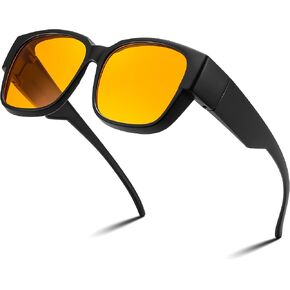 FEISEDY Fitover Computer Blue Light Glasses Driving Gaming Eyeglasses Anti Glare Nighttime Eye Wear with Yellow Lenses B1226