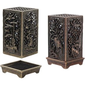 Ximimark 2PC Traditional Chinese Plum, Orchid, Bamboo, and Chrysanthemum Design Metal Incense Holder for Home Aromatherapy, Alloy Incense Burner Stand - Unscented Decoration Piece