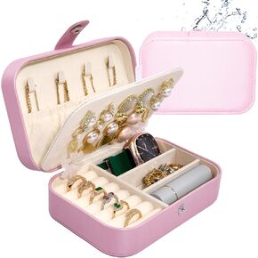 Travel Jewelry Case, 100% Anti-Tangle, Marquetry Work PU Leather Travel Jewelry Organizer with Microfiber Lining, Precision Single Thread Sewing Small Jewelry Box, Larger Space, Best Gift