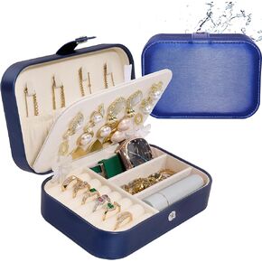 Travel Jewelry Case, 100% Anti-Tangle, Marquetry Work PU Leather Travel Jewelry Organizer with Microfiber Lining, Precision Single Thread Sewing Small Jewelry Box, Larger Space, Best Gift