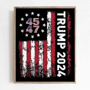 KAIMKEART TRUMP 2024 Campaign 45 47 Wall Art Print, MAGA Supporters Vintage Poster, Decor for Home Office Club Rally Gathering-Unframed 8x10