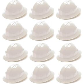 Pyramex HP24110 Full Brim Hard Hat 4 Point Ratchet Suspension - White, 12 Count in Kuwait