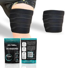 Beltwell® - The Adjustable Thigh Compression Wraps For Big Swollen Upper Legs (1 wrap) (Black, XXL-SHORT)