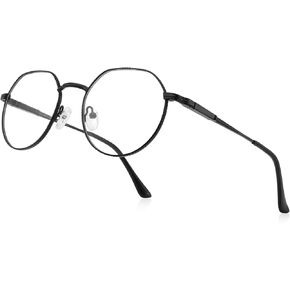 Classic Round Polygon Reading Glasses for Men Women Light Blocking Computer Readers Spring Hinge Metal Frame