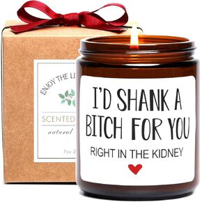 Best Friend Birthday Gifts for Women, I’d Shank A B for You Scented Soy Candle, Funny Birthday Gift Galentines Gag Gift for Friends, BFF, Bestie, Sister (BTCH)