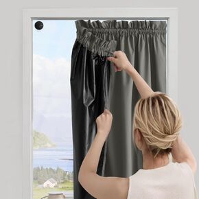 NICETOWN Portable 100% Blackout Curtains 78 inch Length, Lightweight Sleep Improving Travel Window Treatments Thermal Insulated with Suction Cups for Bedroom, Grey, 1 Panel, W52 x L78