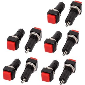 10 Pcs Red Momentary Square Push Button Switch NO SPST AC 250V 3A