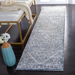 MARTHA STEWART x SAFAVIEH 2'2" x 8' Cream/Blue MSR689M Grove Entryway Foyer Living Room Bedroom Kitchen Runner Rug