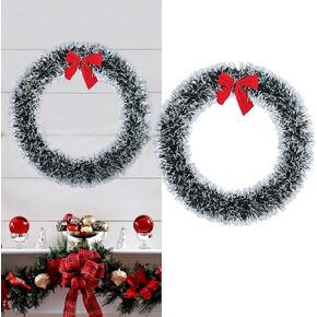 11.8inch Christmas Wreath Garland Winter Wreath with Bowknot for Front Door Wall Window Indoor Outdoor Christmas Decorations (White)