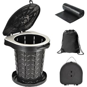Upgrade Retractable Portable Toilet Camping Toilet Lightweight and Height Adjustable Folding Travel Toilet Portable Potty for Adults Kids, Perfect for Travel,Camp,Car