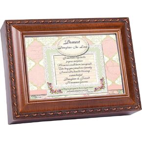 Cottage Garden Daughter in Law Friend Treasure Woodgrain Rope Trim Jewelry Music Box Plays Friend in Jesus