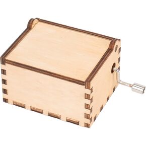 Elanze Designs Vintage Style Hand Crank 2 x 3.5 Inch Wooden Music Box, Natural Finish, Plays Tune Amazing Grace