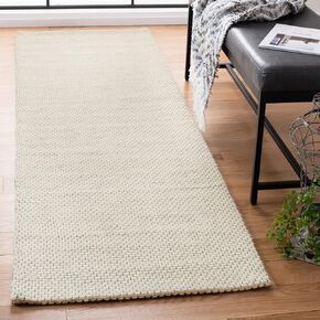 SAFAVIEH Natura Collection Runner Rug - 2'3" x 10', Ivory, Handmade Solid Wool, Ideal for High Traffic Areas in Living Room, Bedroom (NAT801A)
