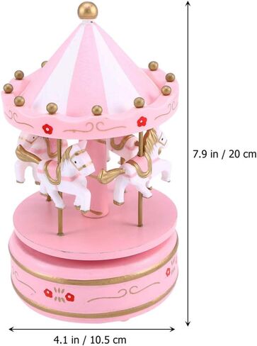 Tomaibaby Carousel Music Box Wooden Musical Box Desktop Decorations for Birthday Valentines Day Wedding Favor (Pink) in Saudi Arabia