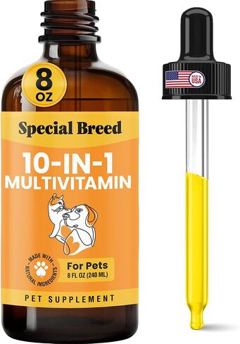 10-in-1 Liquid Multivitamin for Dogs and Cats, 2 Ounce Multi Vitamin Supplement, Vitamin for Dogs, Vitamins for Cats, with Glucosamine & Cranberry, 2 oz in Saudi Arabia