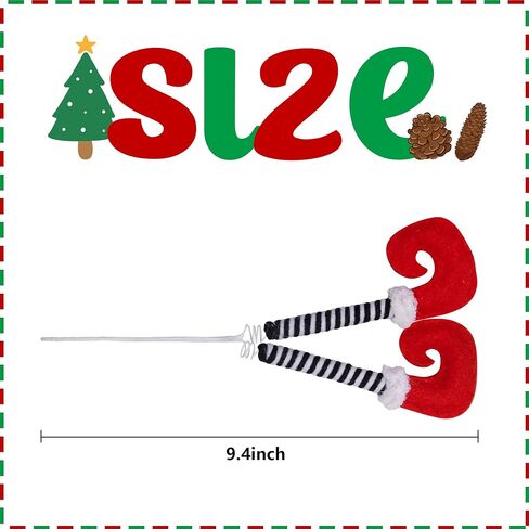 4 PCS Christmas Elf Legs Picks-Elf Feet Tree Ornaments with Fixed Wire-Striped Plush Stuffed Elf Leg Picks for Christmas Tree Party Home Decorations in Saudi Arabia