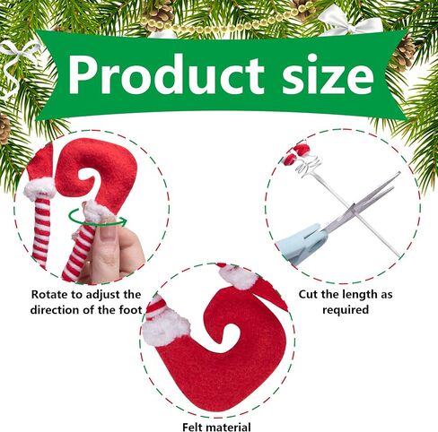 4 PCS Christmas Elf Legs Picks-Elf Feet Tree Ornaments with Fixed Wire-Striped Plush Stuffed Elf Leg Picks for Christmas Tree Party Home Decorations in Saudi Arabia