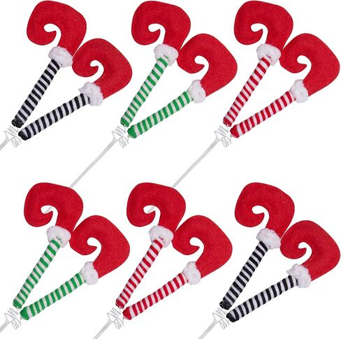 4 PCS Christmas Elf Legs Picks-Elf Feet Tree Ornaments with Fixed Wire-Striped Plush Stuffed Elf Leg Picks for Christmas Tree Party Home Decorations in Saudi Arabia