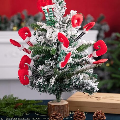 4 PCS Christmas Elf Legs Picks-Elf Feet Tree Ornaments with Fixed Wire-Striped Plush Stuffed Elf Leg Picks for Christmas Tree Party Home Decorations in Saudi Arabia