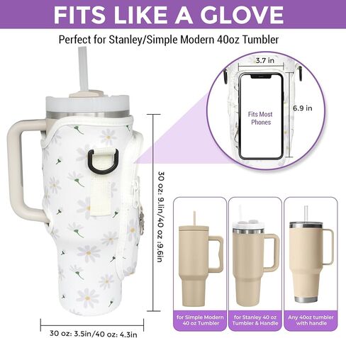 Stanley Cup 40oz Tumbler Crossbody Bag with Adjustable Strap, Zipper Pocket and Key Holder in Saudi Arabia
