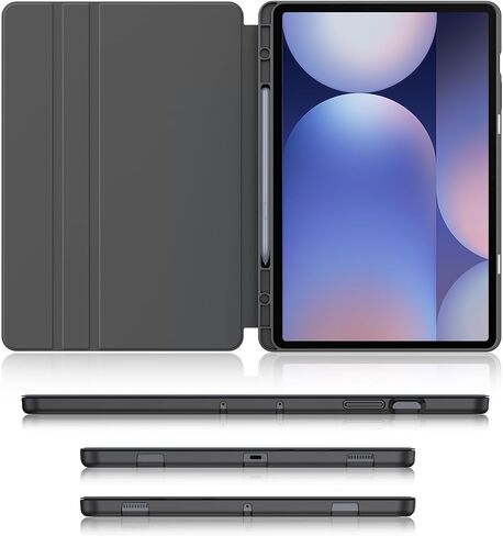 حافظة Soke Galaxy Tab S9 Plus/S9 FE+ Plus مع حامل قلم S [SM-X610/X616B/X810/X816B/X818U] - حافظة قابلة للطي ذكية مقاومة للصدمات، غطاء خلفي ناعم من مادة TPU لجهاز Samsung Galaxy Tablet S9+ 12.4 بوصة، أسود in Kuwait