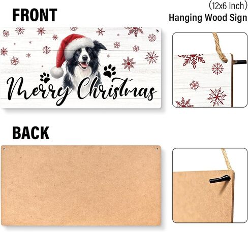 JXREQ Christmas Door Sign, Merry Christmas Sign, Border Collie Dog Christmas Signs, Christmas Dog Front Door Decorations, Christmas Door Hanger, Christmas Wall Decor, Dog Mom Gifts, 12x6 Inch in Saudi Arabia