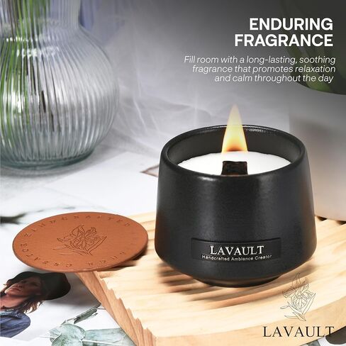 Stone Jar Candles - Long-Lasting Burn Time - Made from Natural Soy Wax and Essential Oils - Paraffin-Free - Ideal for Home or Office - Decorative Candles - Black Gift Candles - Floral Aroma in Saudi Arabia