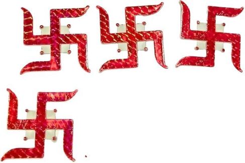 Swastik Hinduim Religious Premium Waterproof Vinyl Stickers for Wall Door for diwali poojs Pack of 4 in Saudi Arabia