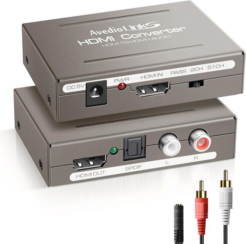avedio links 4K HDMI Audio Extractor Splitter, 1080P HDMI to HDMI Audio Converter + Optical Toslink SPDIF + RCA L/R Stereo Analog Audio, HDMI Audio Adapter for Fire Stick (Blue) in Saudi Arabia