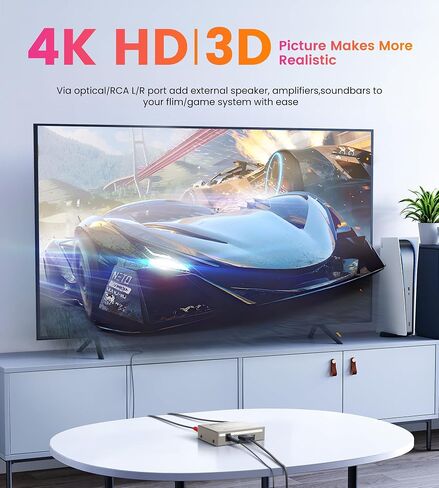 avedio links 4K HDMI Audio Extractor Splitter, 1080P HDMI to HDMI Audio Converter + Optical Toslink SPDIF + RCA L/R Stereo Analog Audio, HDMI Audio Adapter for Fire Stick (Blue) in Saudi Arabia