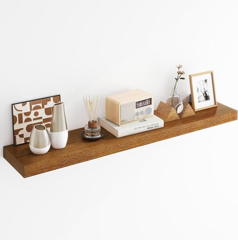 Floating Shelves for Wall | 9.3 Inch Deep Rustic Floating Shelves with Solid Ash Wood Veneer Set of 1 | 48 Inch Floating Shelves with Upgraded Brackets | for Living Room Bathroom Home Office in Saudi Arabia