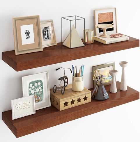 Floating Shelves for Wall | 9.3 Inch Deep Rustic Floating Shelves with Solid Ash Wood Veneer Set of 1 | 48 Inch Floating Shelves with Upgraded Brackets | for Living Room Bathroom Home Office in Saudi Arabia