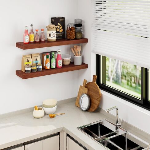 Floating Shelves for Wall | 9.3 Inch Deep Rustic Floating Shelves with Solid Ash Wood Veneer Set of 1 | 48 Inch Floating Shelves with Upgraded Brackets | for Living Room Bathroom Home Office in Saudi Arabia