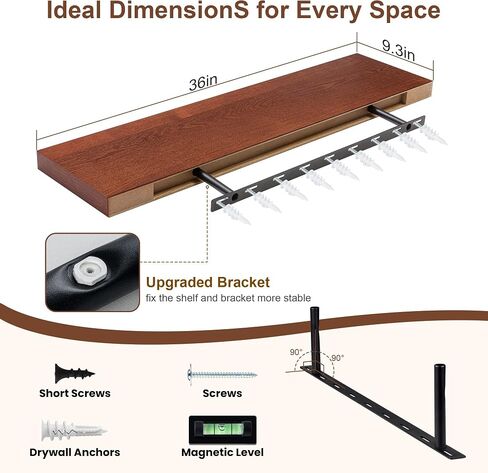 Floating Shelves for Wall | 9.3 Inch Deep Rustic Floating Shelves with Solid Ash Wood Veneer Set of 1 | 48 Inch Floating Shelves with Upgraded Brackets | for Living Room Bathroom Home Office in Saudi Arabia