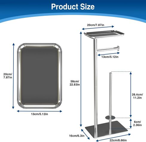 Toilet Paper Holder Stand with Top Storage Shelf, Free Standing Toilet Roll Dispenser for Bathroom, Holds 4 Reserve Rolls in Saudi Arabia