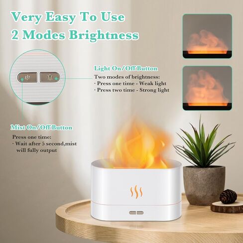 Essential Oil Diffusers, New Air Diffuser with Flame Lights Mist, 230ml Air Humidifier, Diffusers for Bedroom, Home, Office, Ultra Silent & Auto Off Function(Black) in Saudi Arabia