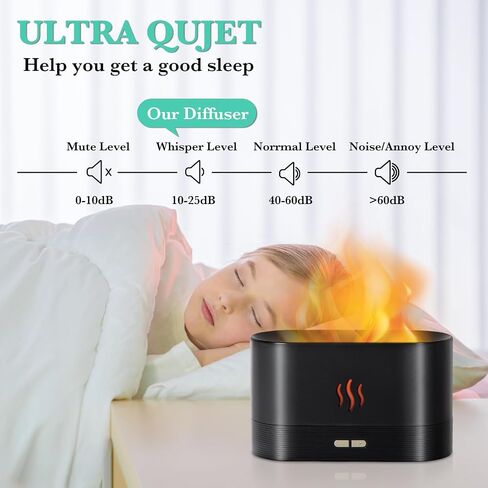Essential Oil Diffusers, New Air Diffuser with Flame Lights Mist, 230ml Air Humidifier, Diffusers for Bedroom, Home, Office, Ultra Silent & Auto Off Function(Black) in Saudi Arabia